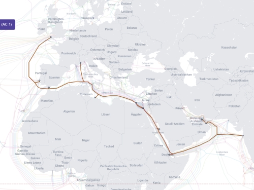 EIG Submarine Cable Route Map - Europe India Gateway Submarine Cable Middle East