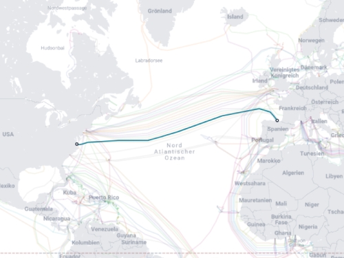 MAREA submarine cable route map - transatlantic submarine cable Microsoft Facebook