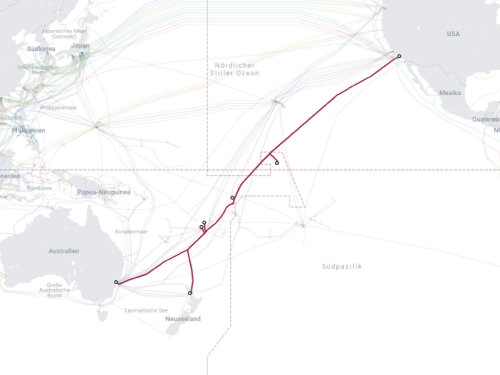 Southern Cross NEXT submarine cable route map - Submarine cable USA Australia New Zealand