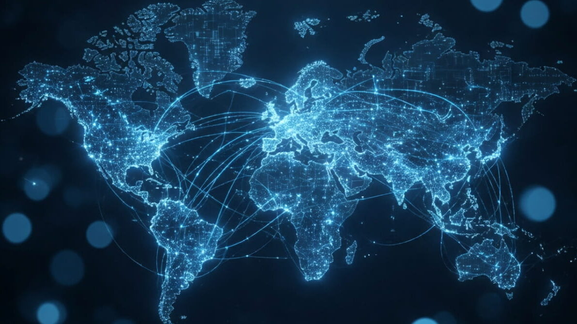 Weltkarte globaler Unterseekabel als Bild für internationale Internet-Beschaffung bei SAVECALL